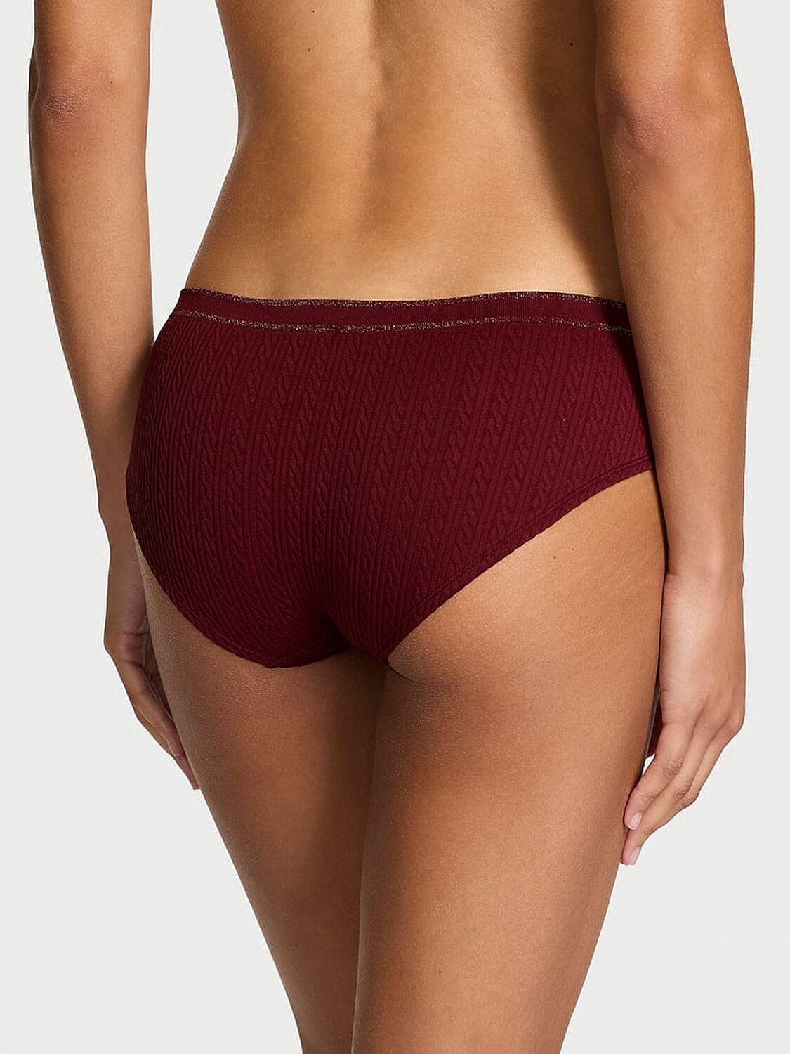 vs Seamless Seamless Cable-Knit Hiphugger Panty Sangria Red 2 of 2 