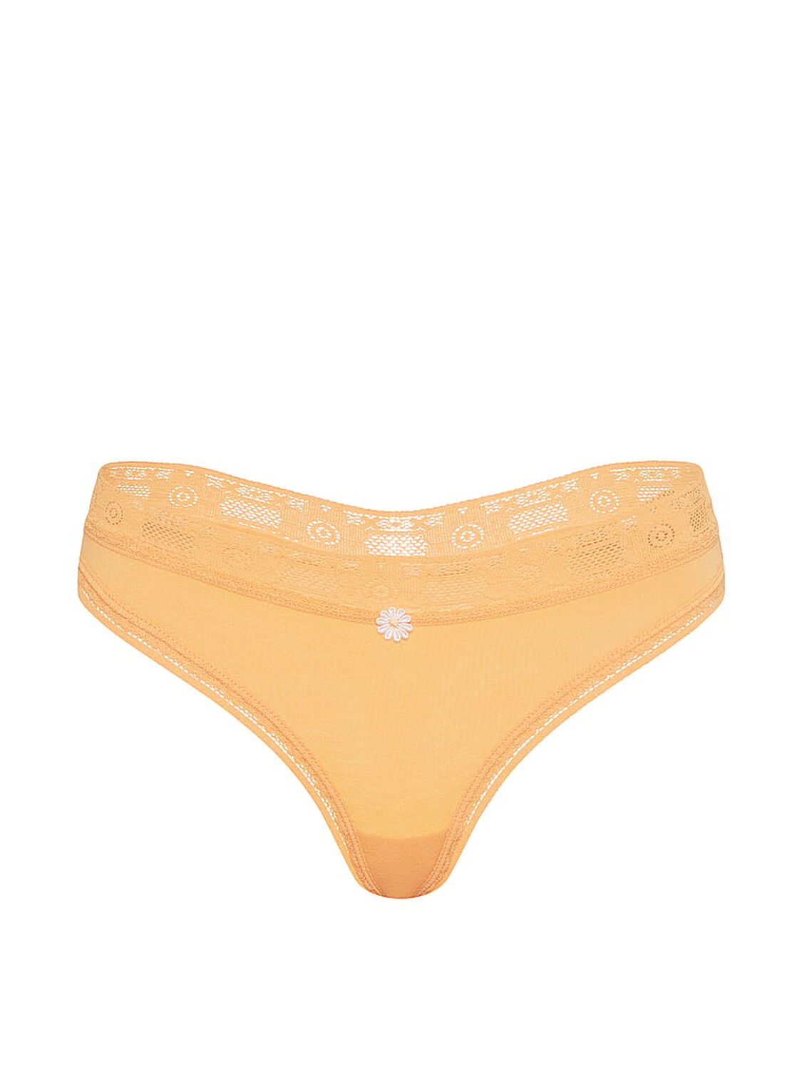 vs Lace Trim Cotton Lace-Trim Thong Panty Honeycomb 3 of 3 