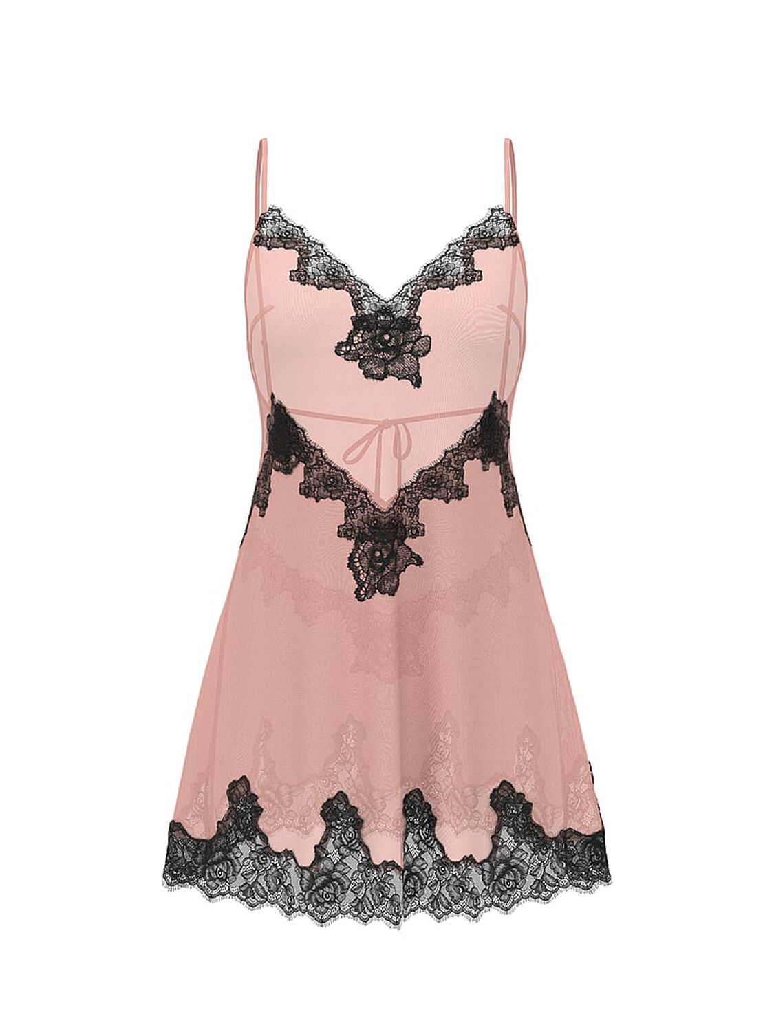 vs Very Sexy Chiffon Rose Lace-Trim Mini Slip Dress Royal Pink 3 of 3 