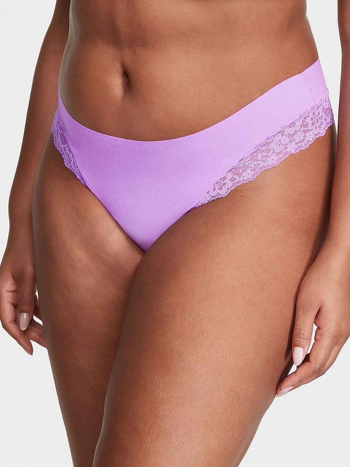 vs No-Show No-Show Lace-Trim Thong Panty 1 of 3 