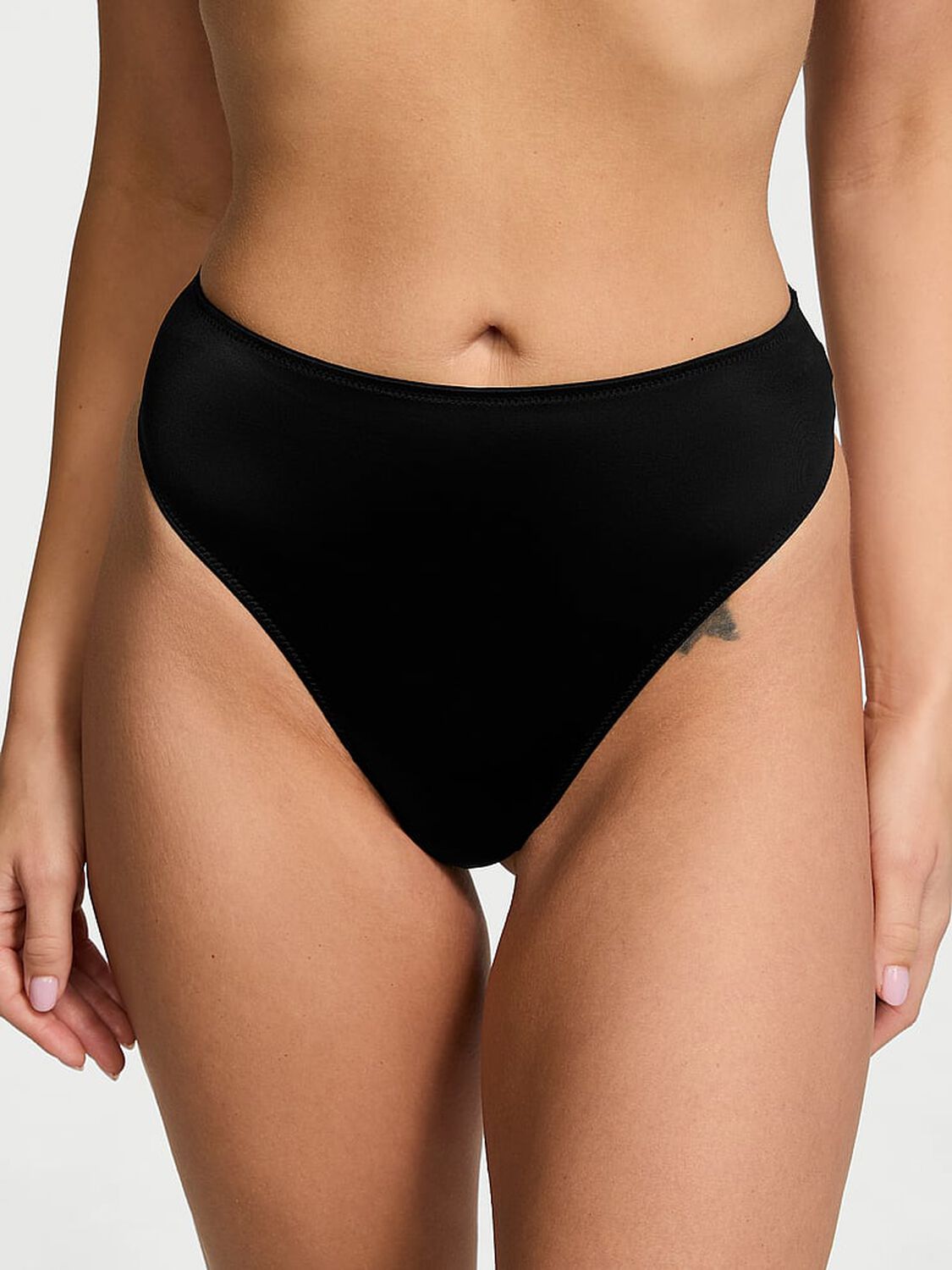 vs Very Sexy Smooth High-Waist Strappy-Back Thong Panty Black 1 of 3 
