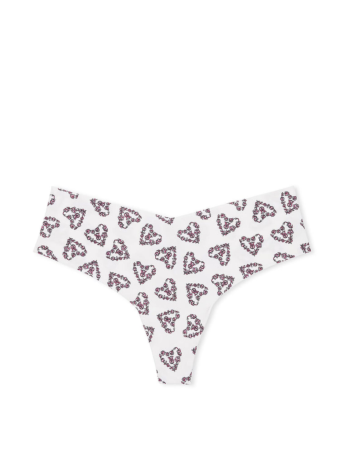 vs No-Show No-Show Thong Panty White Floral Hearts 3 of 3 