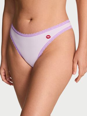 Cotton Lace-Waist Thong