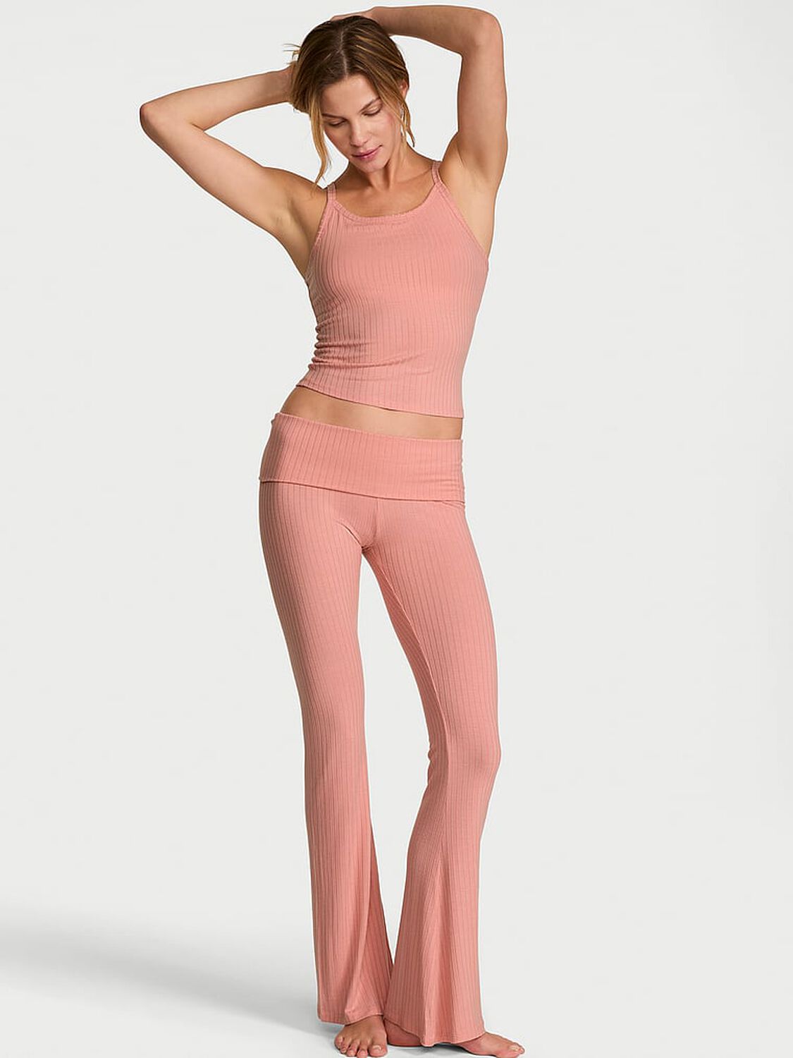 vs Victoria's Secret SoSoft&trade; Modal Wide-Rib Tank & Foldover Pants Set Blush 1 of 2 