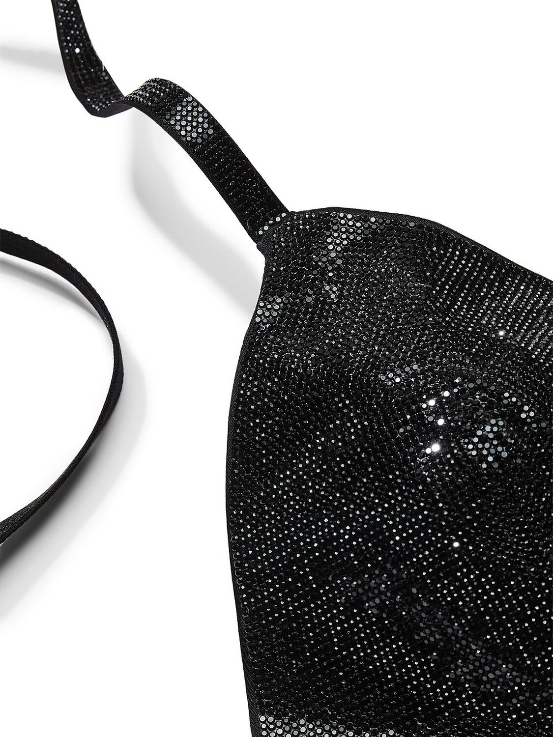 vs Very Sexy Shine Triangle Bralette & V-String Panty Set Black 4 of 5 