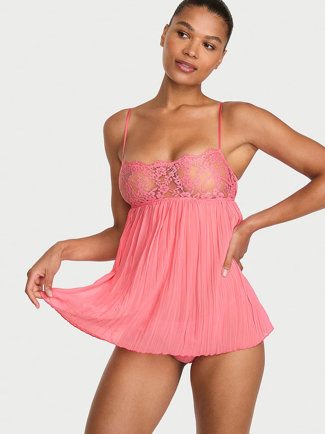 vs Dream Angels Victoria's Secret Dream Lace Pleated Babydoll Set 1 of 3 