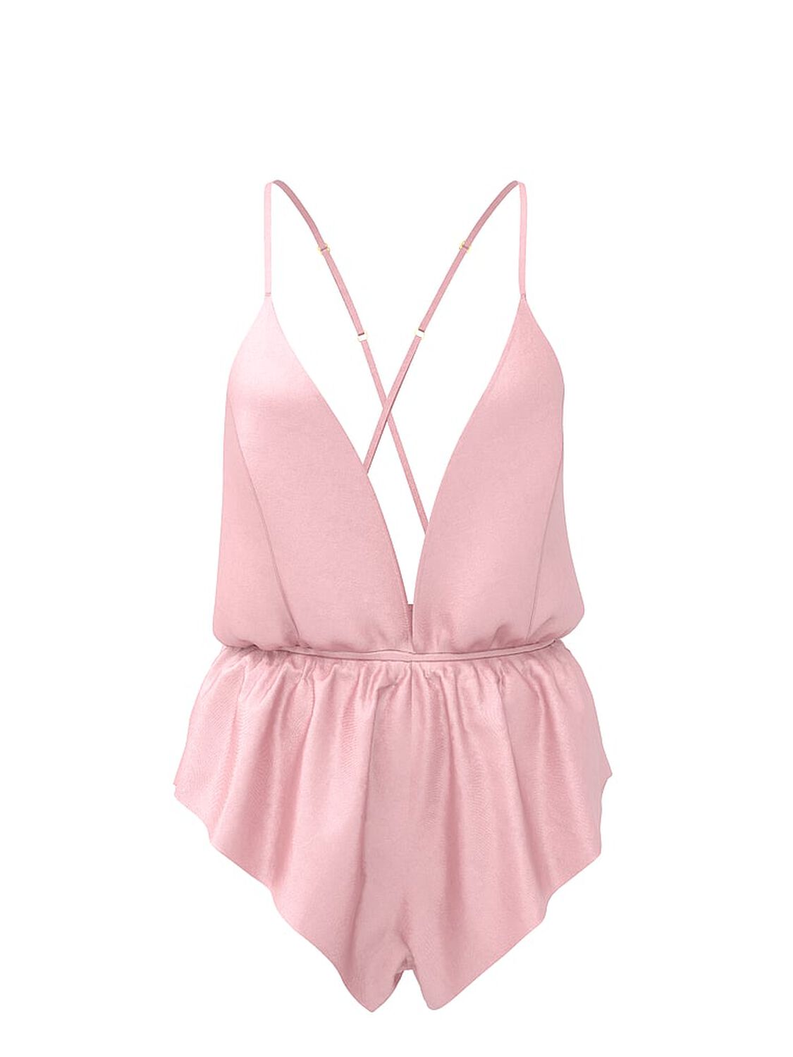 vs Victoria's Secret Satin Flutter Romper Petal Pink Floral 3 of 3 