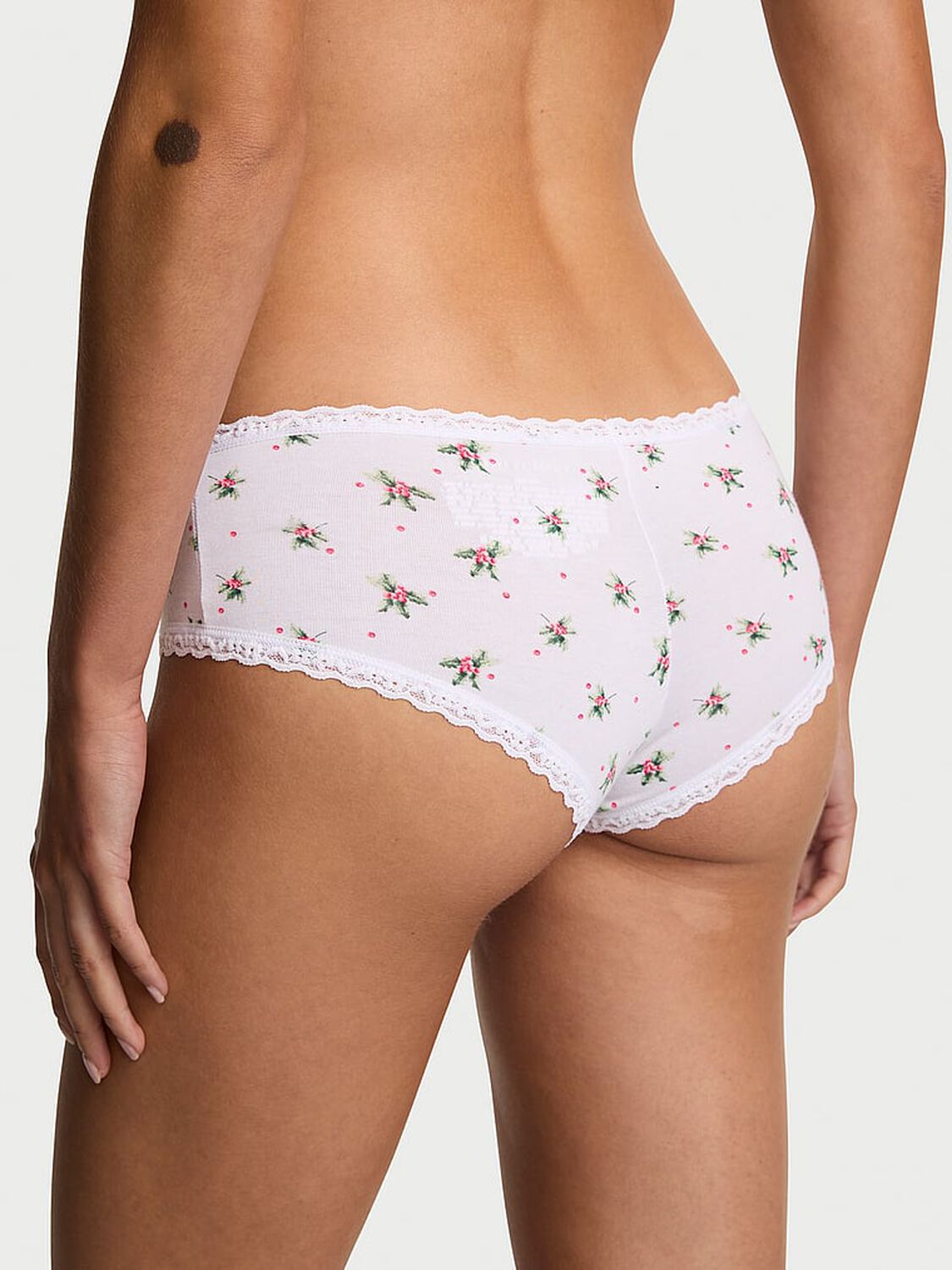 vs Lace Trim Cotton Lace-Waist Cheeky Panty White Holly 2 of 2 