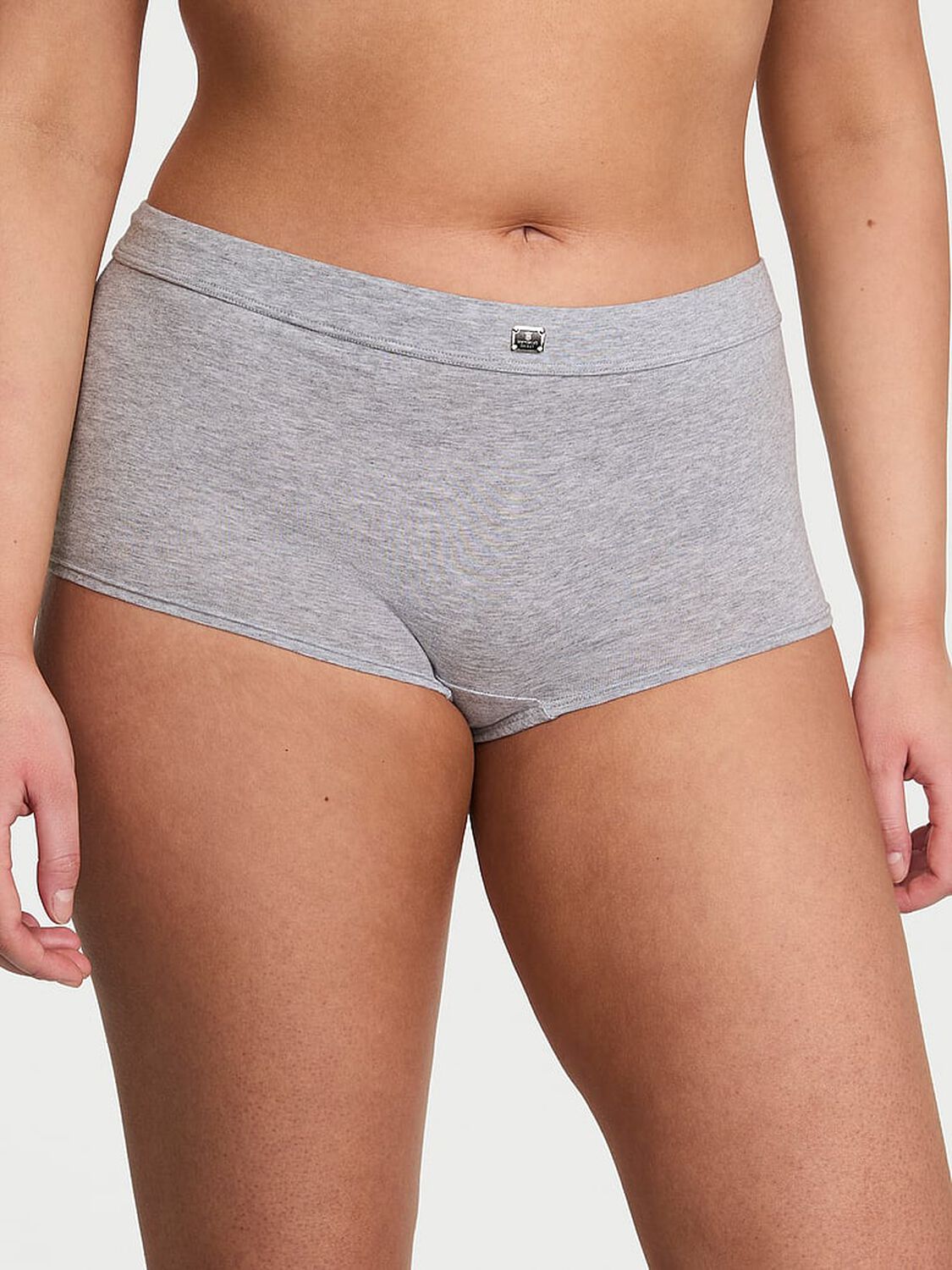vs Cotton Logo Cotton Boyshort Panty Heather Grey 1 of 2 