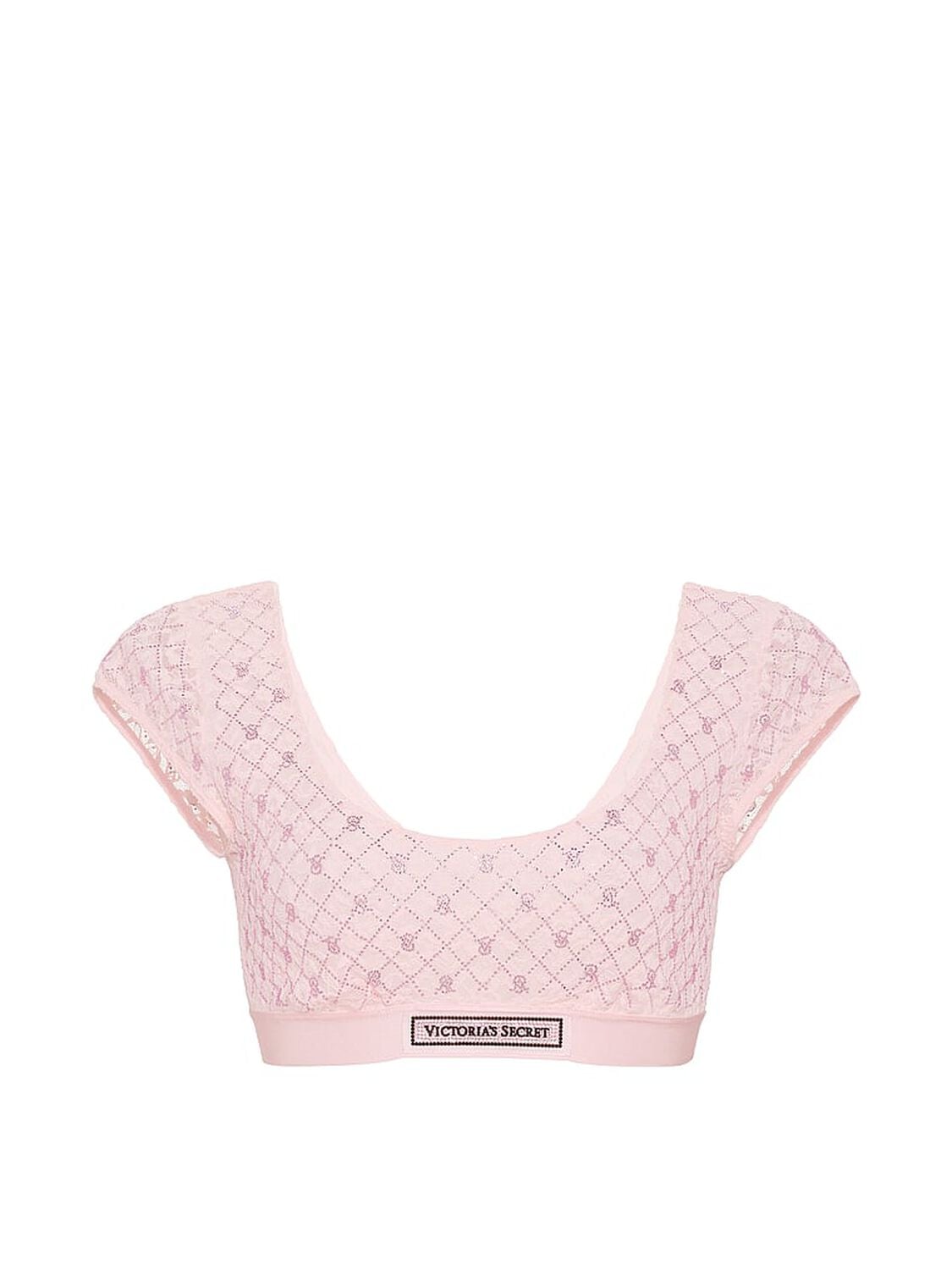vs The T-Shirt Lace Shine Logo Cap-Sleeve Bralette Angel Pink 3 of 3 