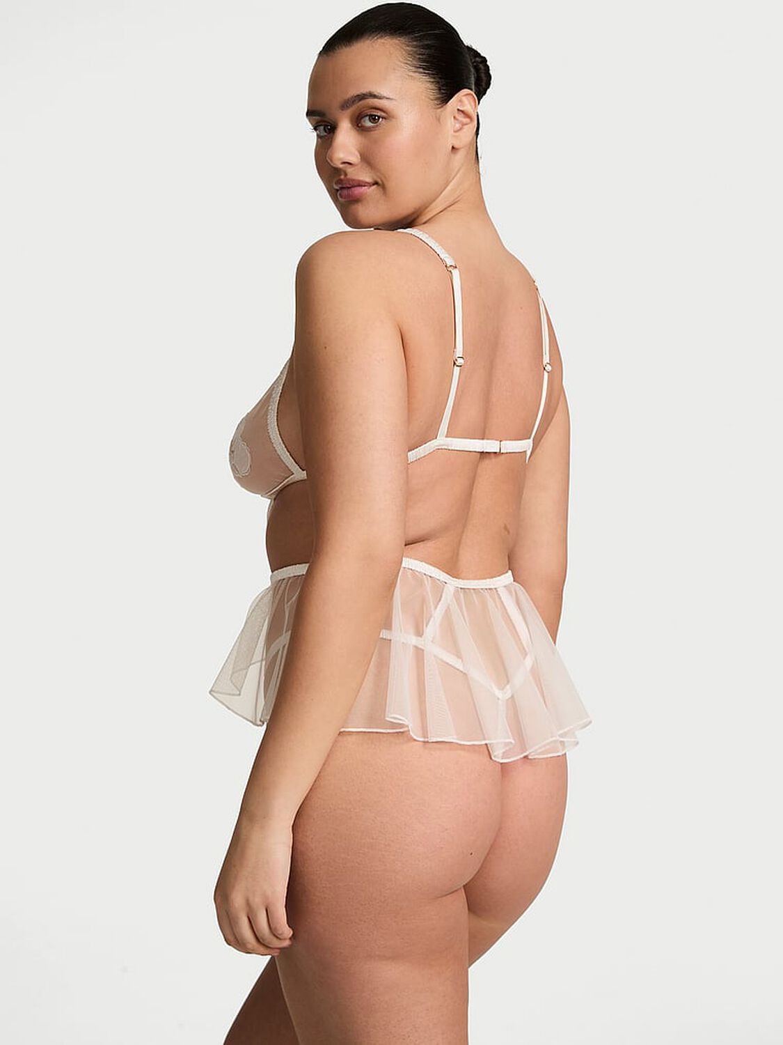 vs Very Sexy Peony Bridal Strappy Skirted Teddy Coconut White 2 of 3 