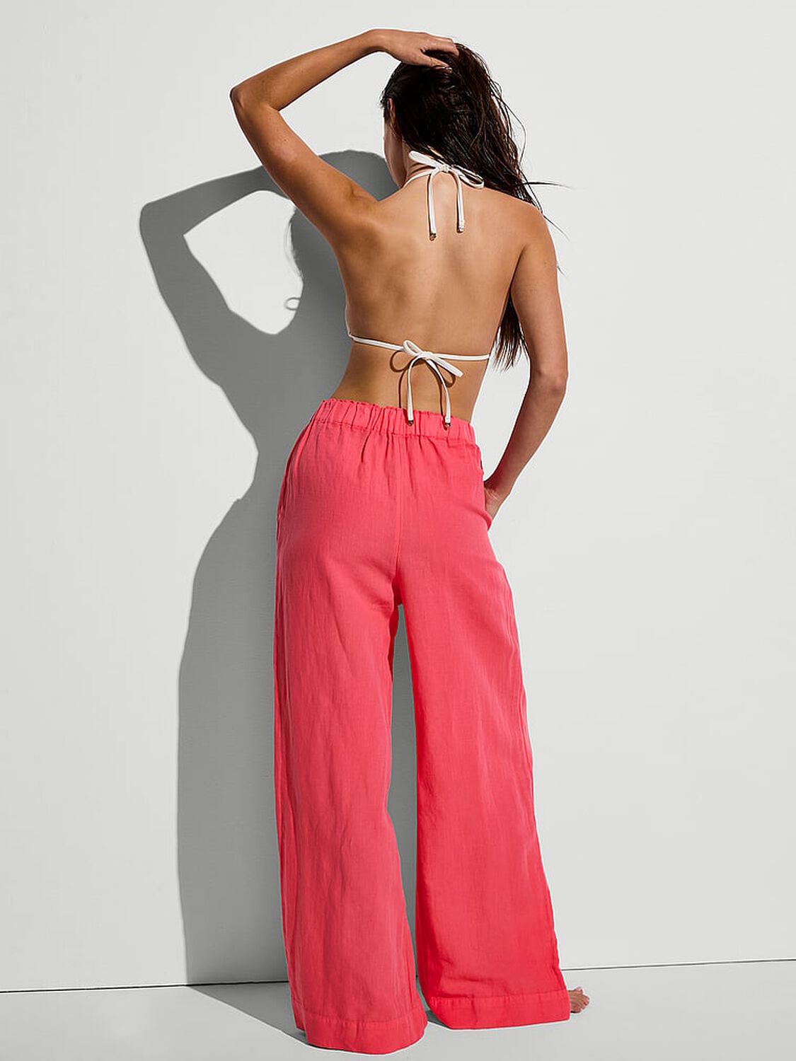vs Victoria's Secret Swim Beachwear Linen Pants Poppy 2 of 3 