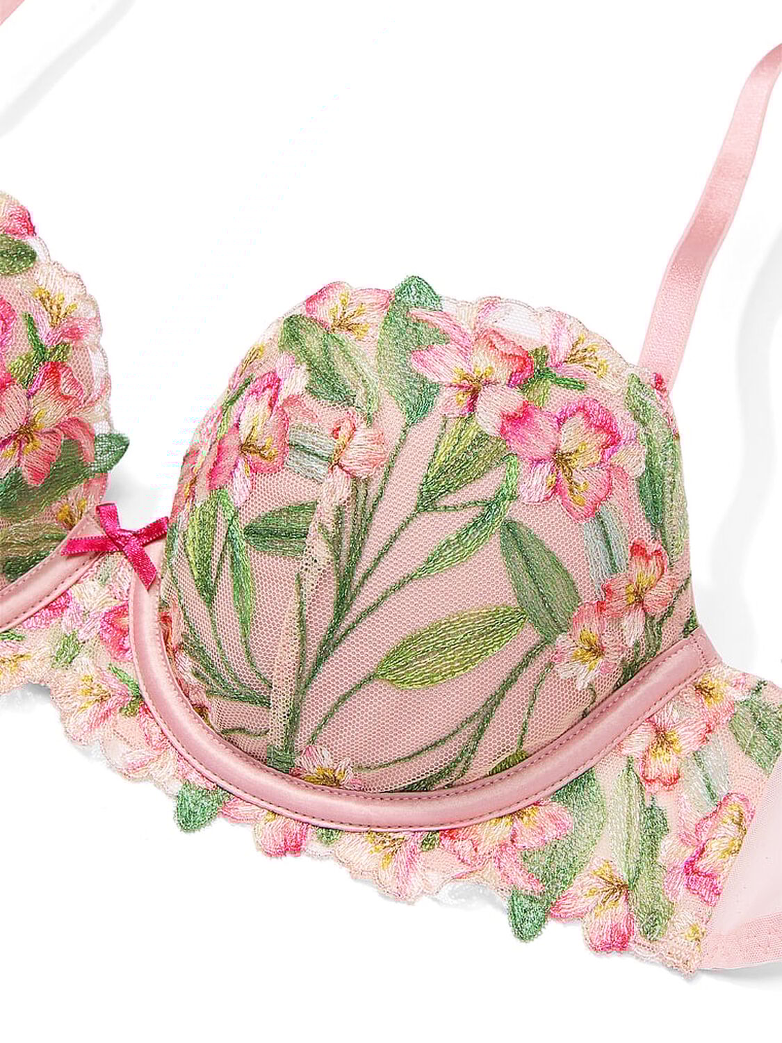 vs Dream Angels Lily Embroidery Lightly Lined Demi Bra Chalk Rose 4 of 4 
