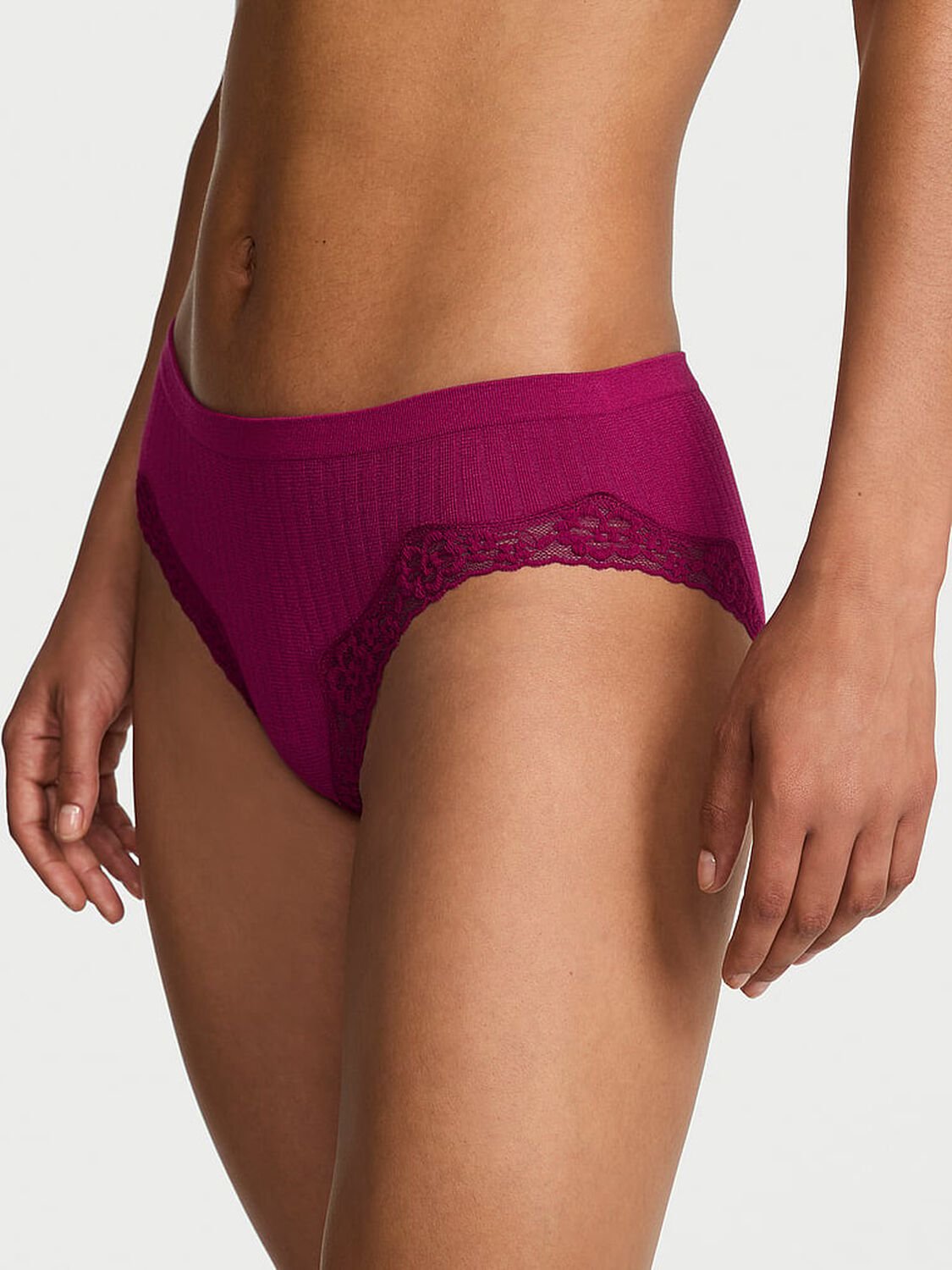 vs Seamless Seamless Rib Lace-Trim Hiphugger Panty Fresh Jam 1 of 3 