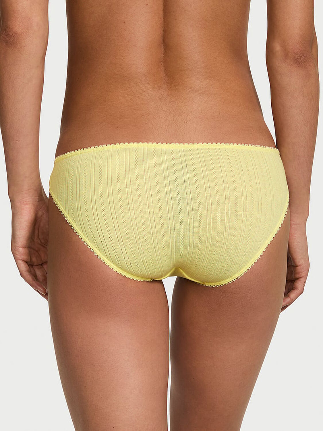 vs Victoria's Secret Stretch Pointelle Bikini Panty Lemonade 2 of 3 