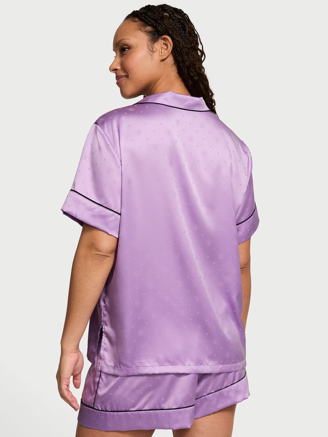 vs Victoria's Secret Glazed Satin Short Pajama Set Charmed Violet 2 of 3 