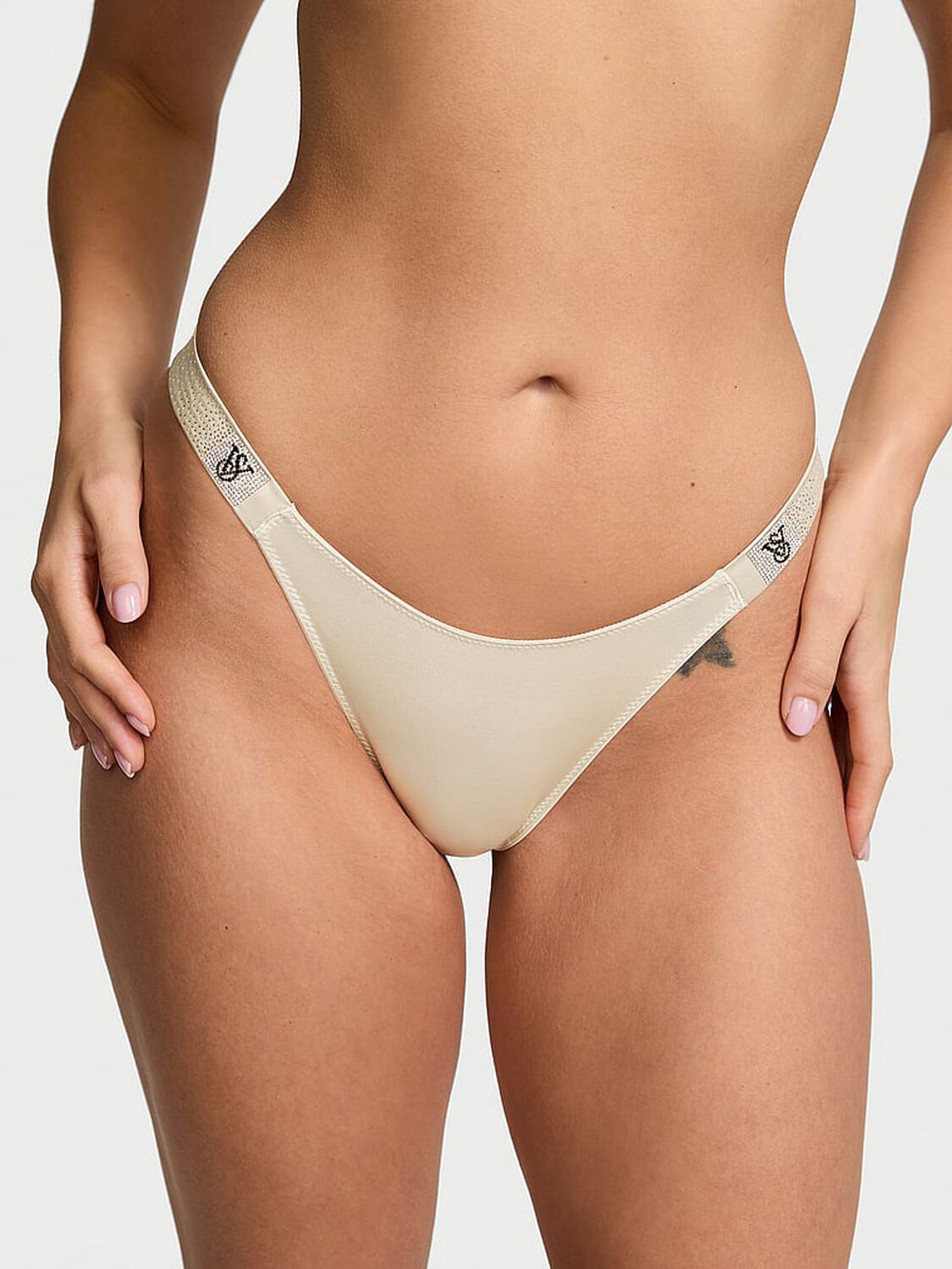 vs Very Sexy Scattered Shine Strap Brazilian Panty Classic Sandstone 1 of 4 