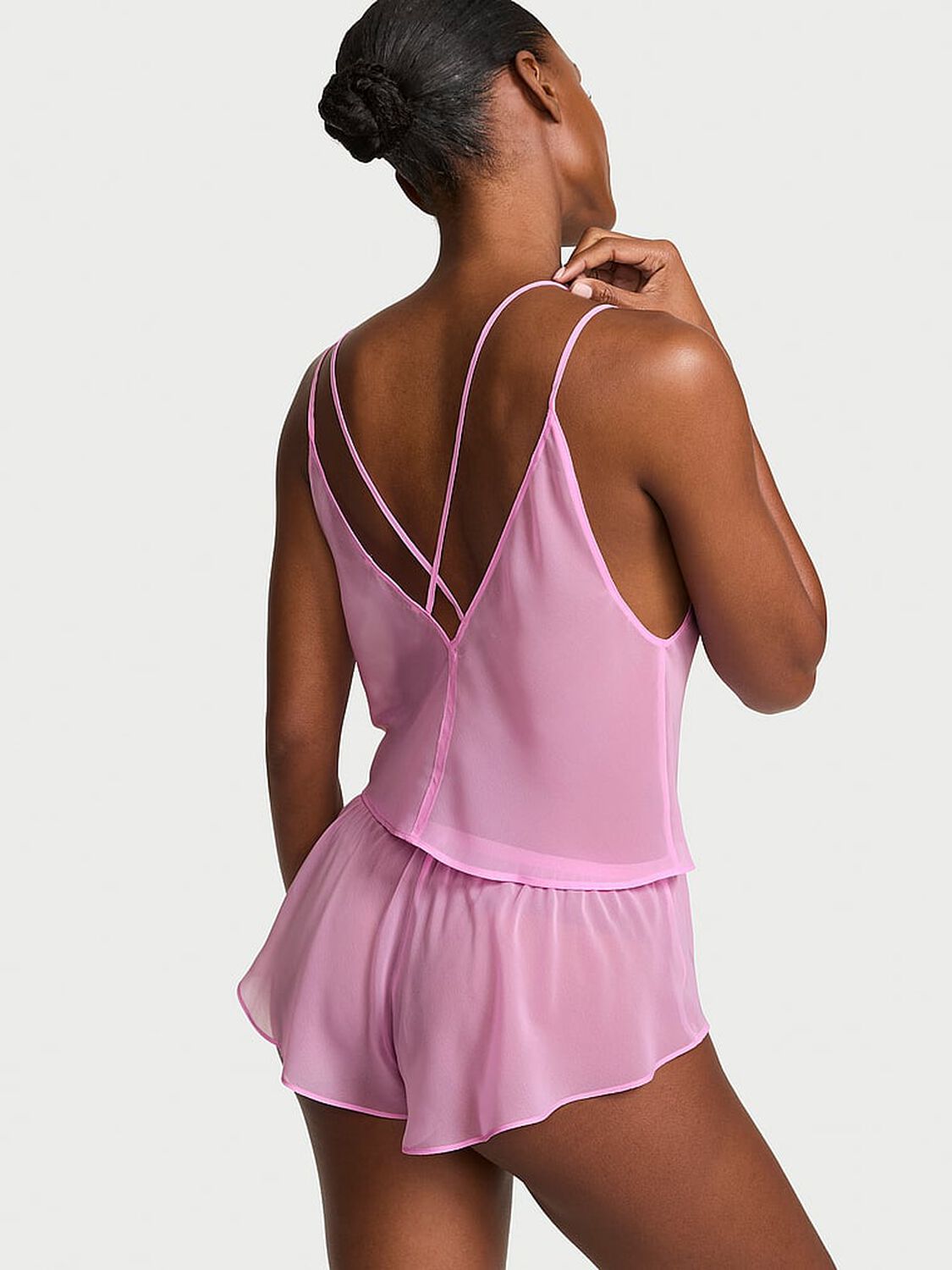 vs Victoria's Secret Chiffon Flutter Short Lilac Shimmer 2 of 3 
