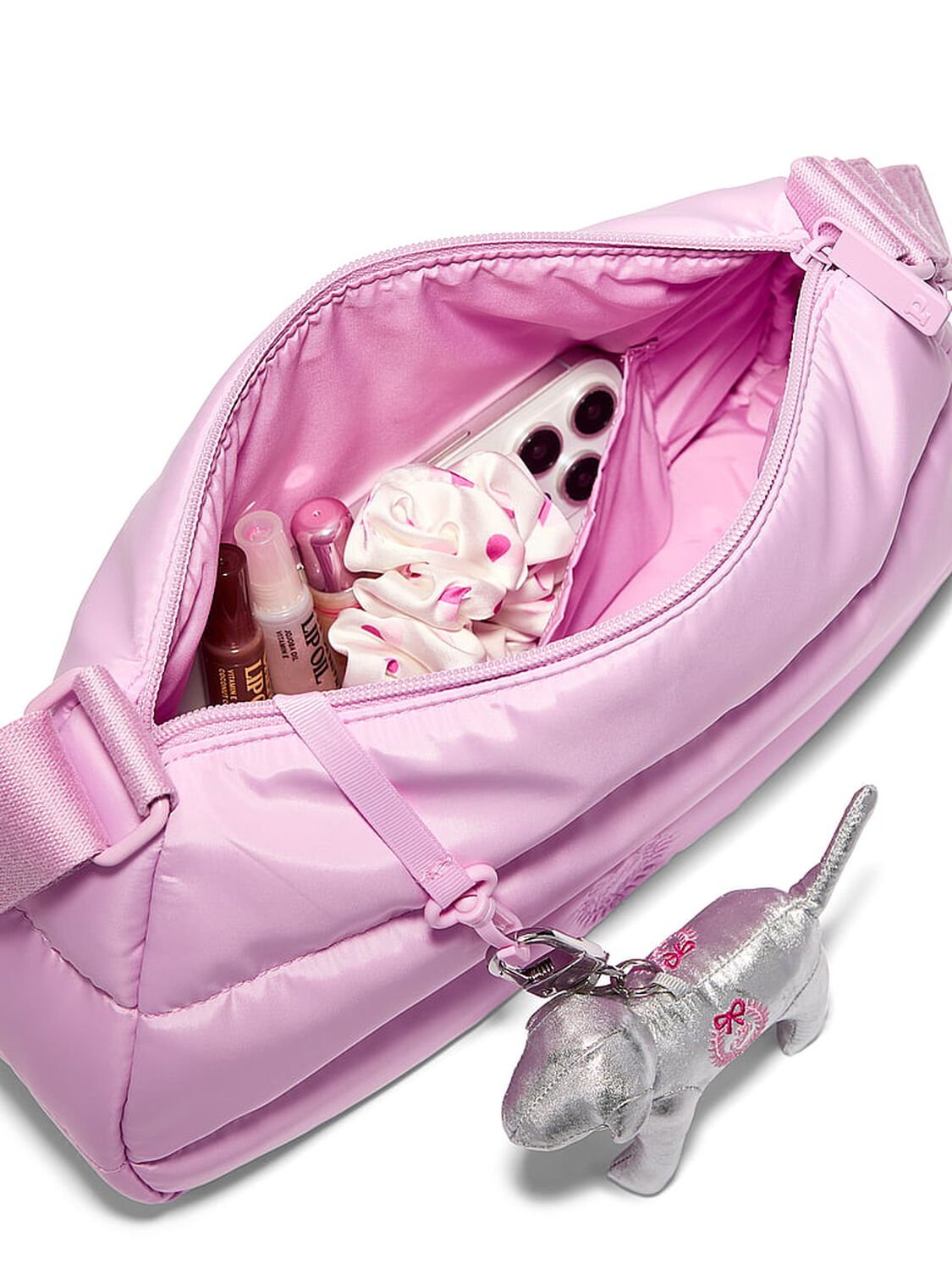 vs Pink Quilted Puffer Mini Hobo Bag Hushed Lilac Quilted Puffer 3 of 4 