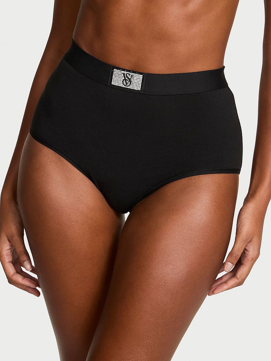 vs Cotton Logo Cotton Shine Patch Modern Brief Panty Black 2 of 2 
