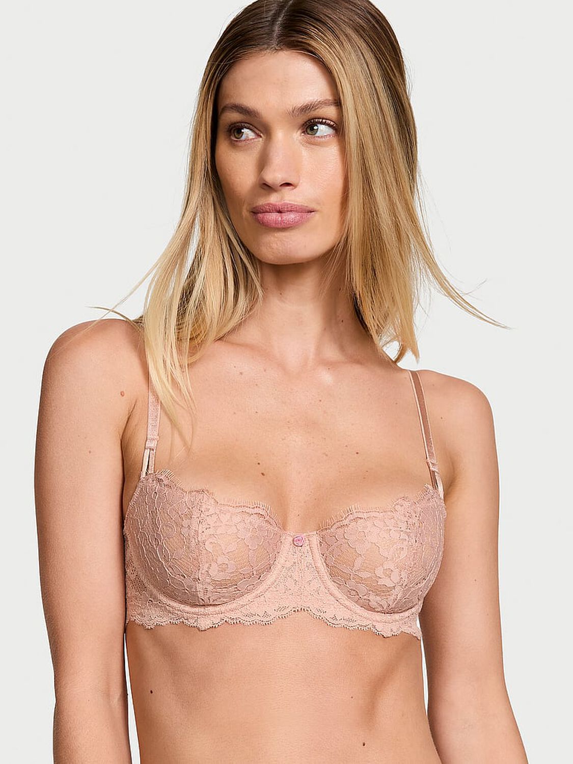 vs Dream Angels Wicked Unlined Lace Balconette Bra Macaron 1 of 4 