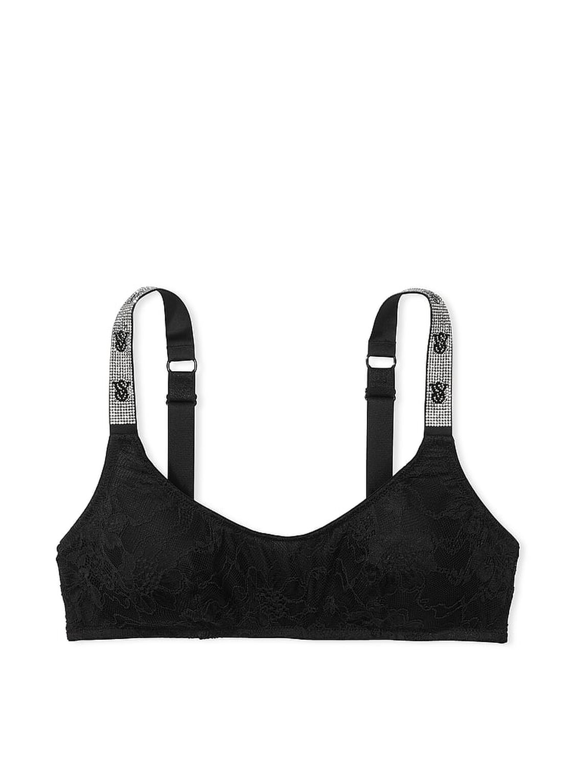 vs Very Sexy Shine Strap Lace Scoop Bralette Black 3 of 3 
