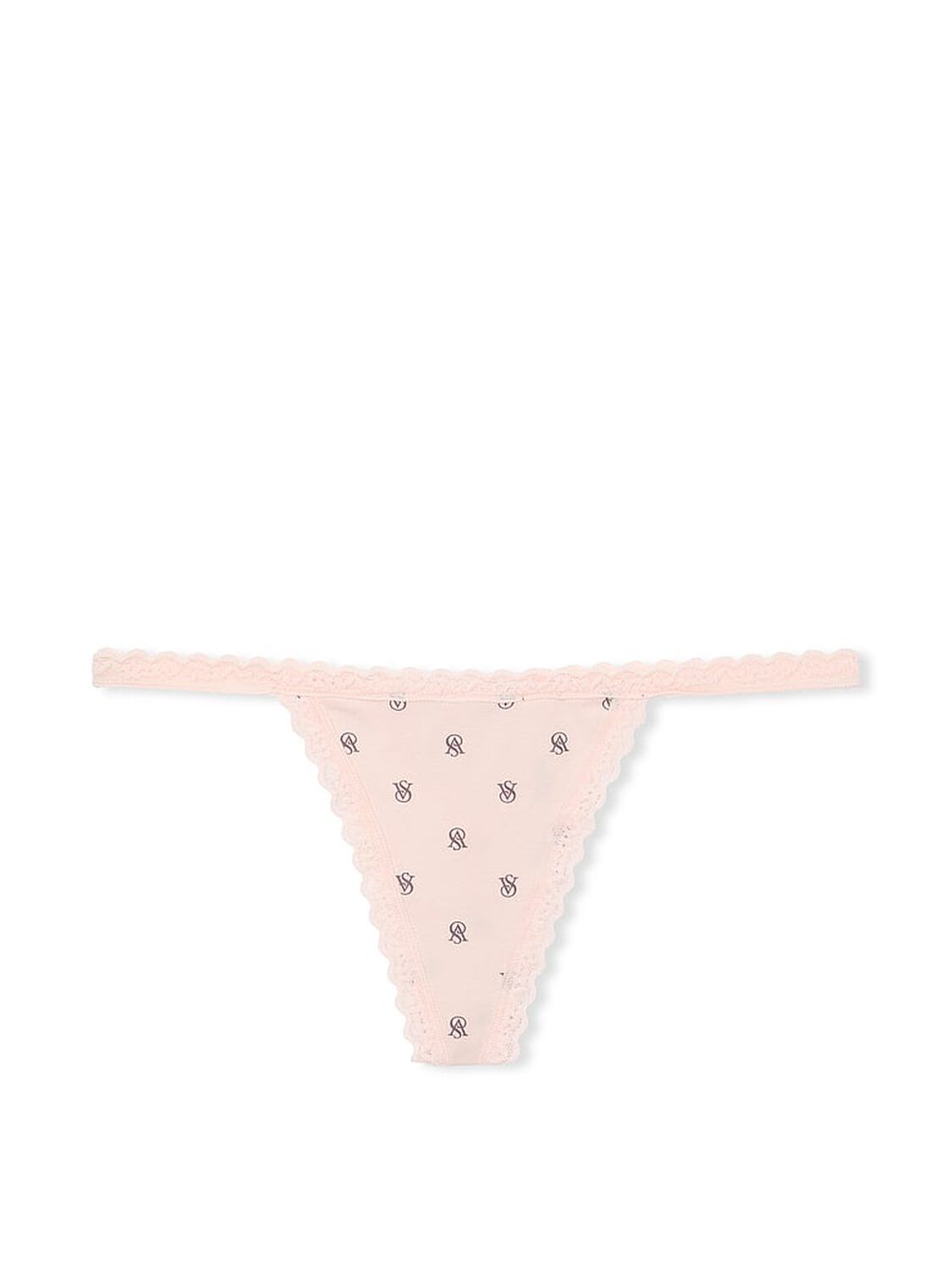 vs The Lacie Lace-Trim Cotton V-String Panty Vs Pink 2 of 3 