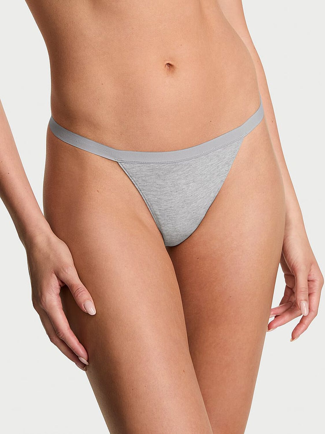 vs Victoria's Secret Stretch Cotton V-String Panty Vs Med Htr Grey 1 of 2 