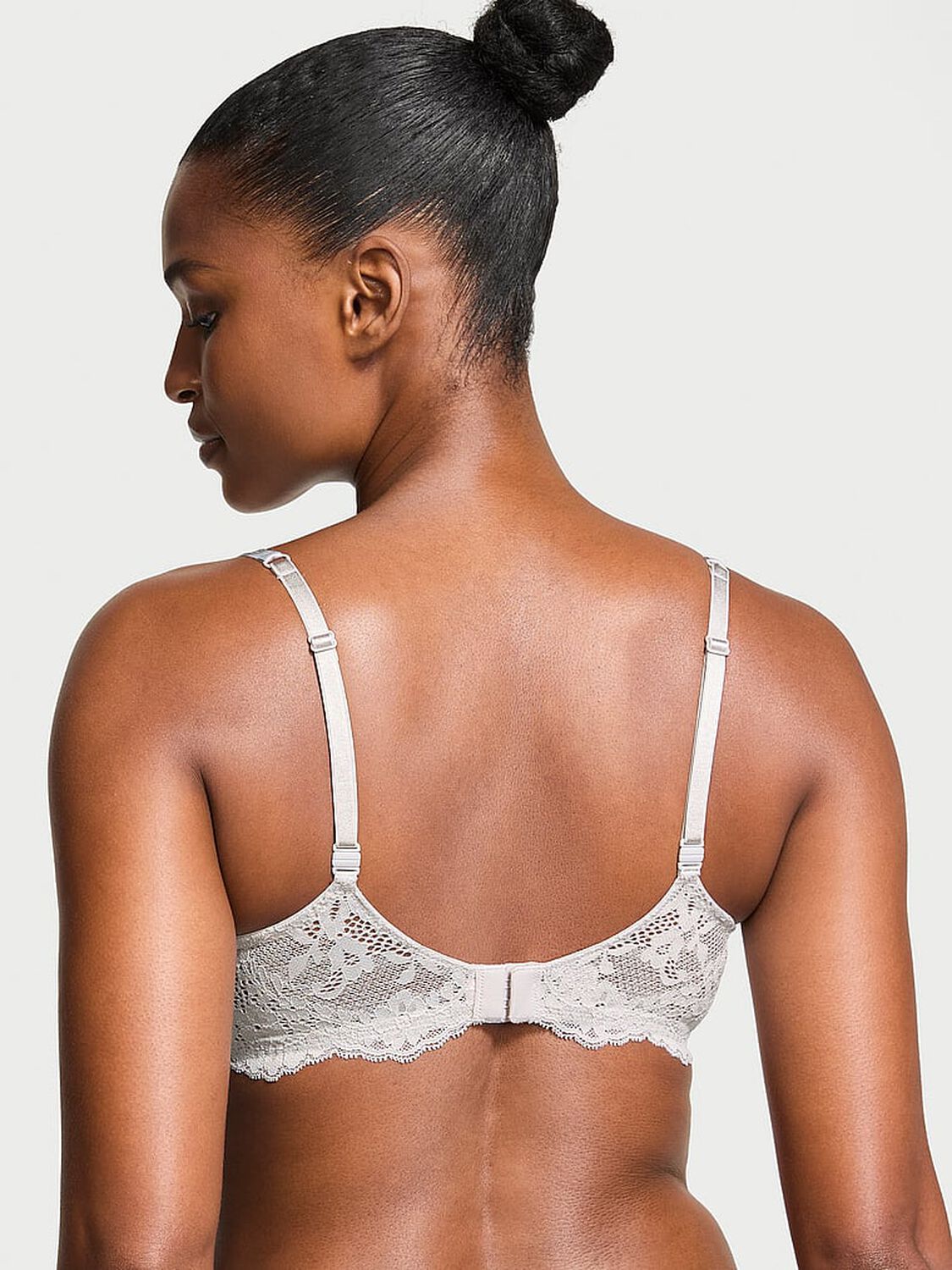 vs Dream Angels Wicked Twinkle Strap Unlined Lace Balconette Bra Silver Pearl 2 of 4 