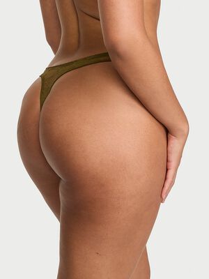 Rose Lace Overlay Thong Panty