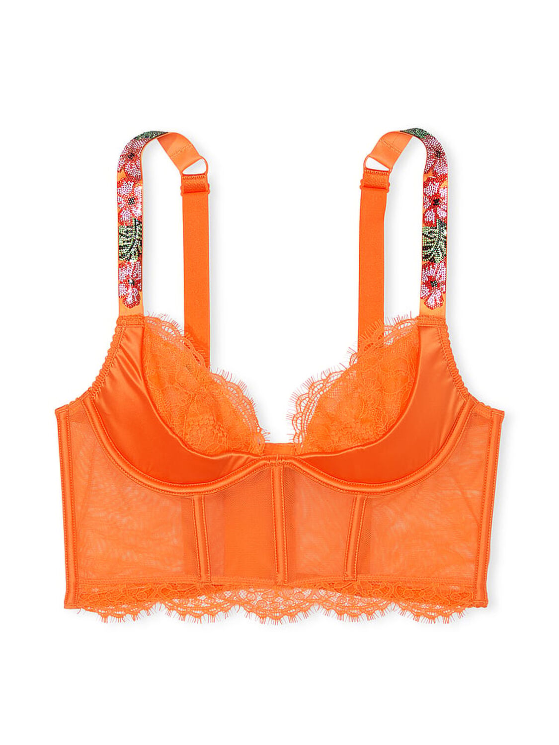 vs Very Sexy Shine Strap Lace Quarter-Cup Corset Top Sunny Orange 3 of 5 