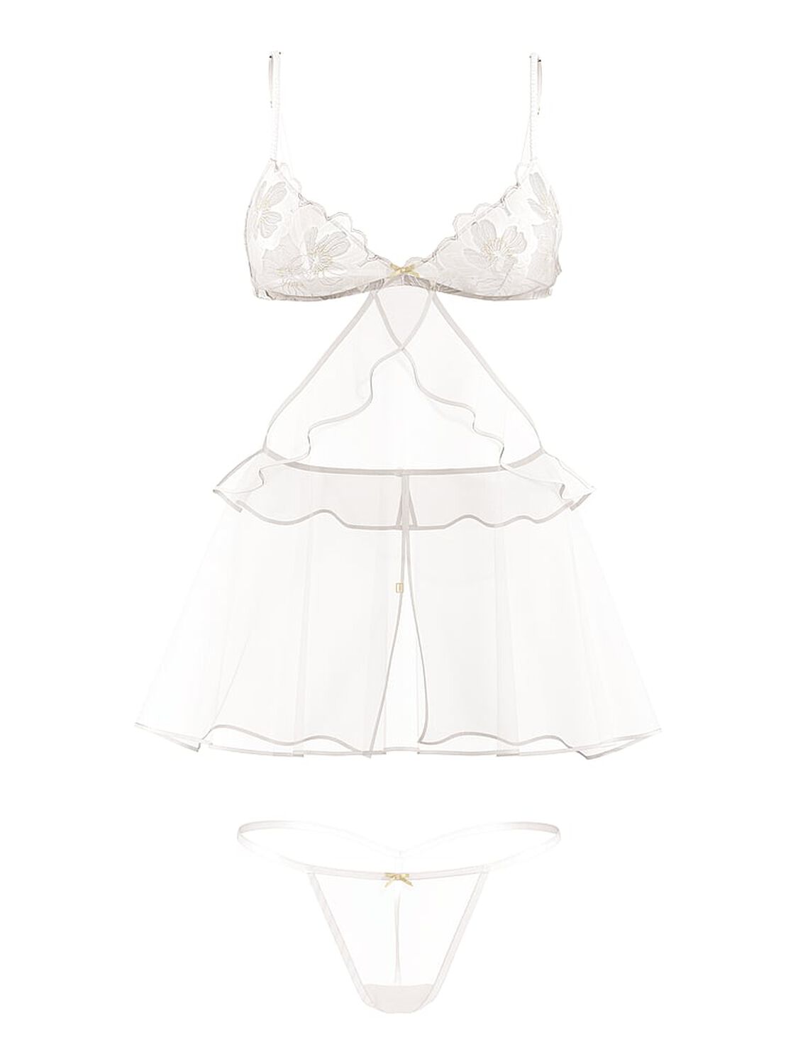 vs Very Sexy Peony Bridal Ruffled Babydoll Set Coconut White 3 of 4 