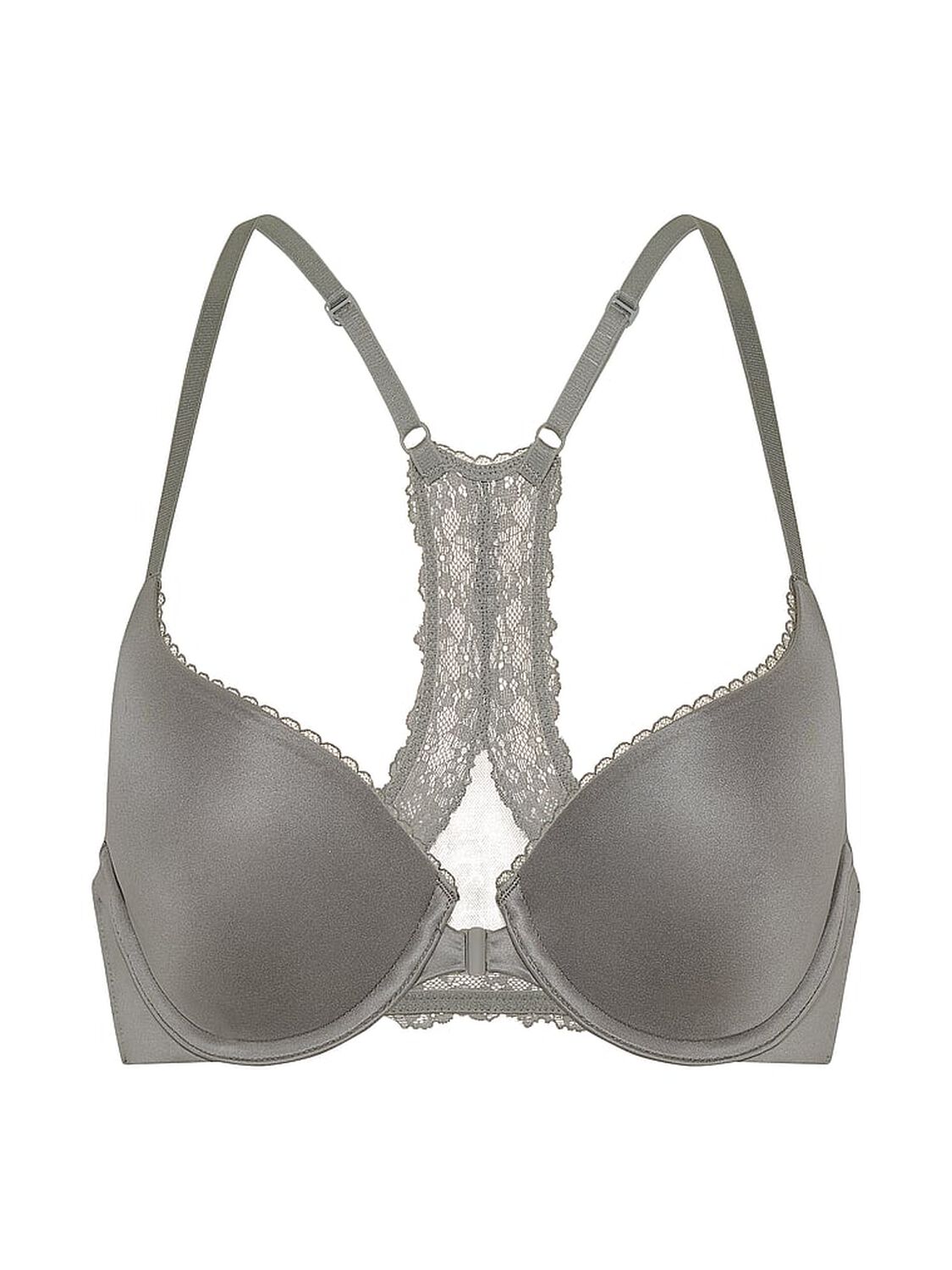 vs Body By Victoria Perfect Shape Lace Racerback Push-Up Bra Steel Grey 3 of 4 