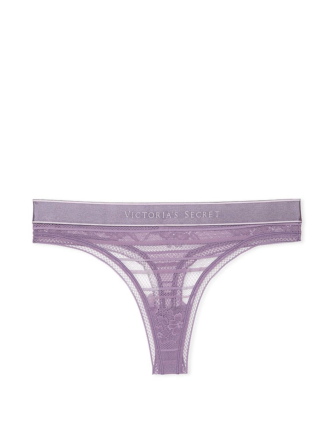 vs Cotton Logo Lace Thong Panty Frozen Plum 3 of 3 