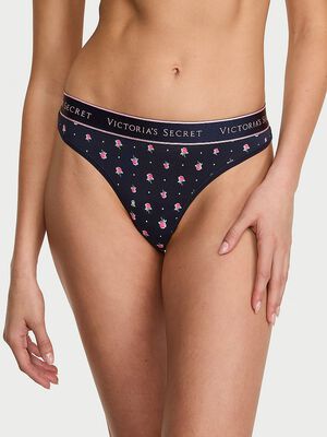 Logo Cotton Thong Panty