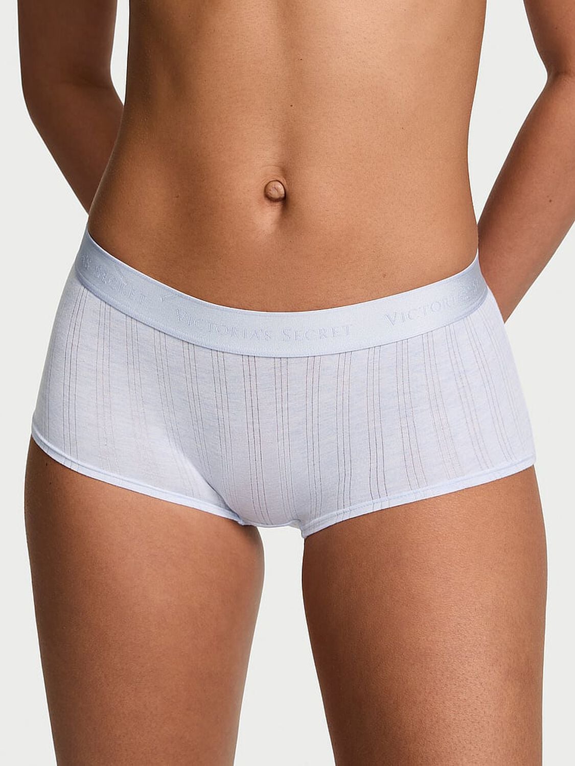 vs Cotton Ultra-Fine Modal Logo Boyshort Panty Heather Air Blue 1 of 2 