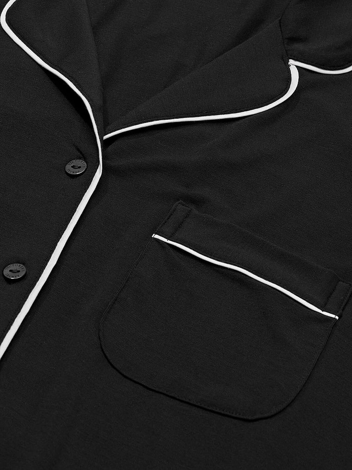 vs Victoria's Secret Modal Short Pajama Set Black W Angel Pink Piping 5 of 5 