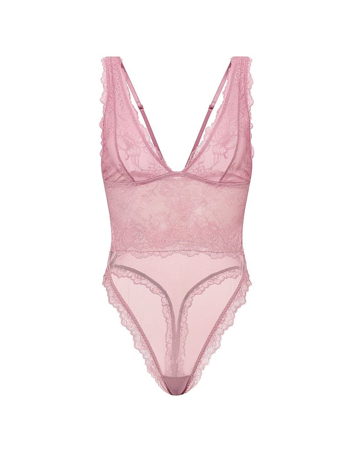 vs Very Sexy Sheer Rose Plunge Bodysuit Dusk Rose 3 of 3 