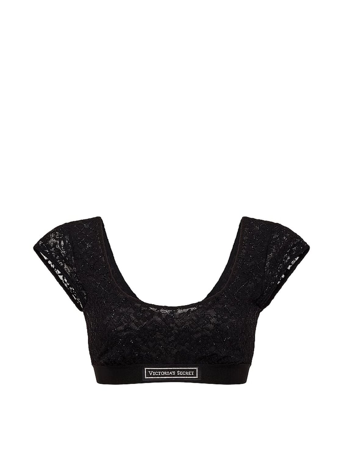 vs The T-Shirt Lace Shine Logo Cap-Sleeve Bralette Black 3 of 4 