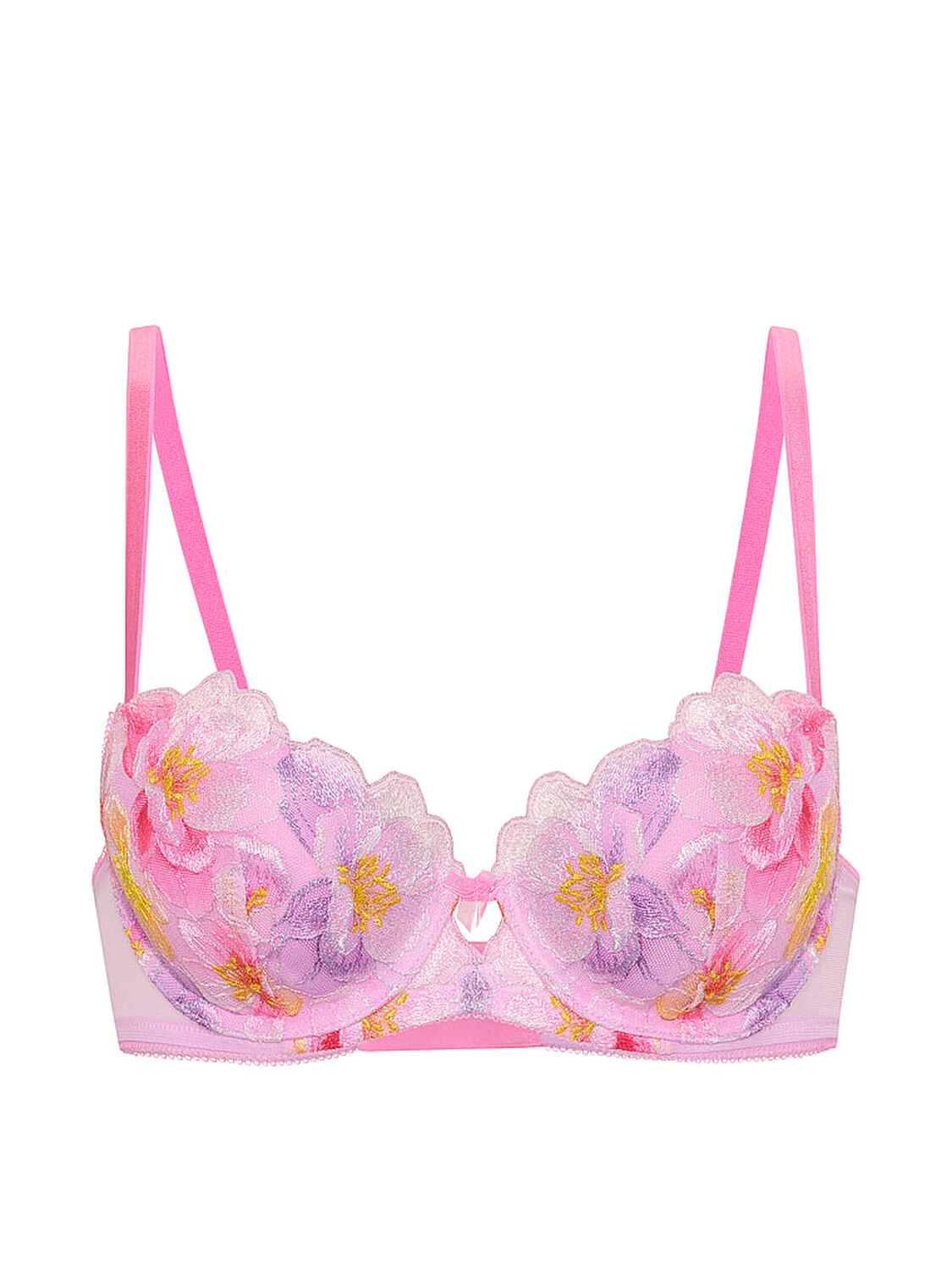 vs Dream Angels Watercolor Embroidery Lightly Lined Demi Bra Watercolor Pink 3 of 3 