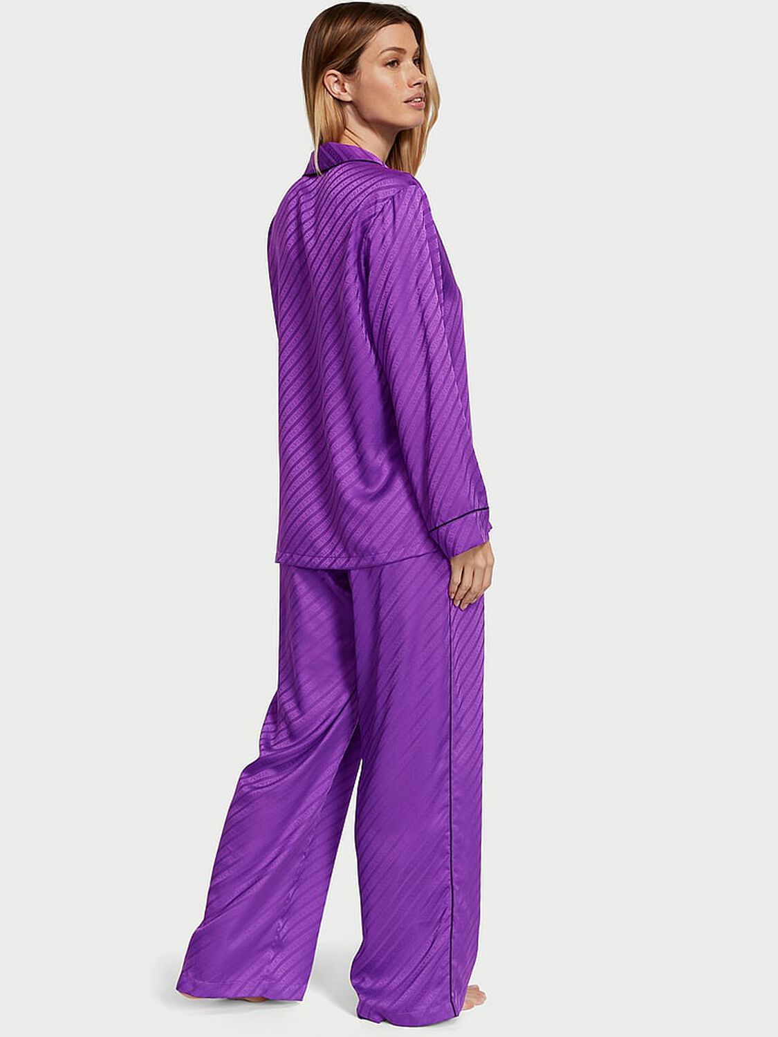 vs Victoria's Secret Satin Long Pajama Set Violetta 2 of 3 