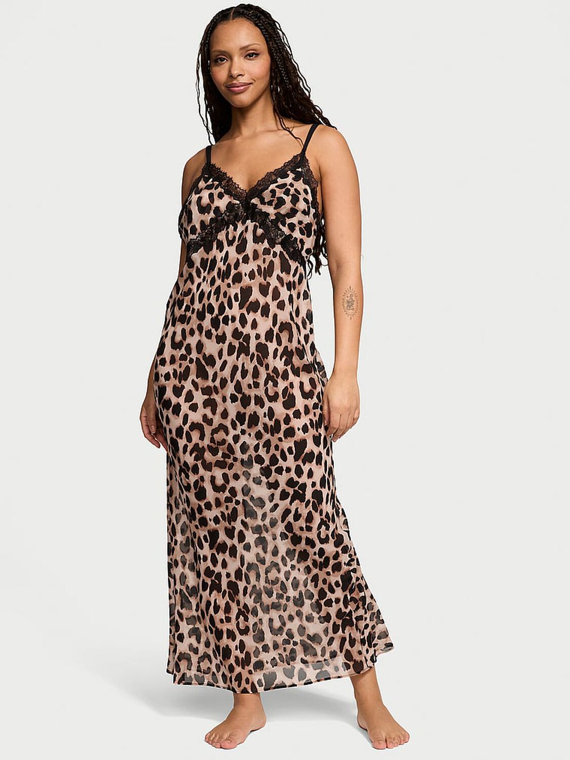 vs Victoria's Secret Leopard Chiffon Long Slip Dress 1 of 3 
