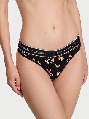 Logo Cotton Thong Panty