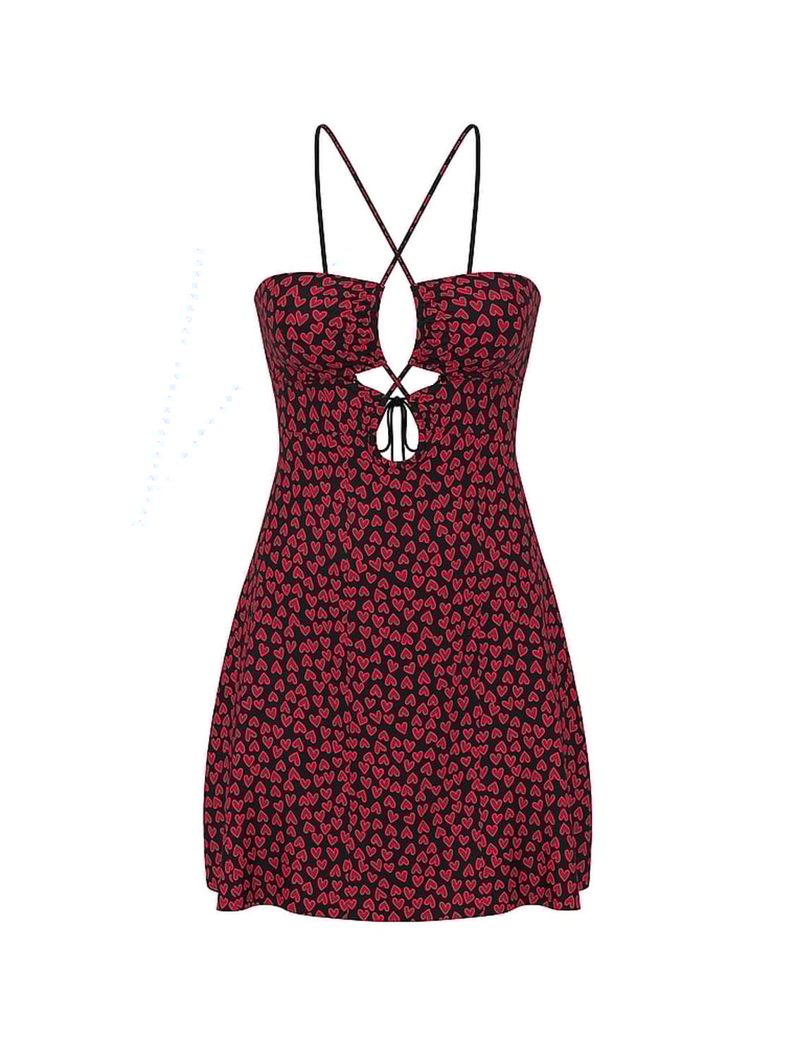 vs Victoria's Secret Swim Beachwear Convertible Mini Dress Black & Red Hearts 3 of 4 