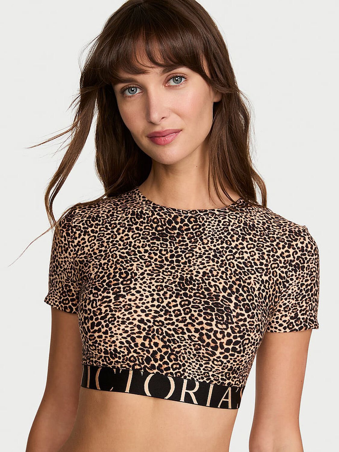 vs The T-Shirt Cotton Short-Sleeve Bralette Crop Top Leopard 1 of 3 