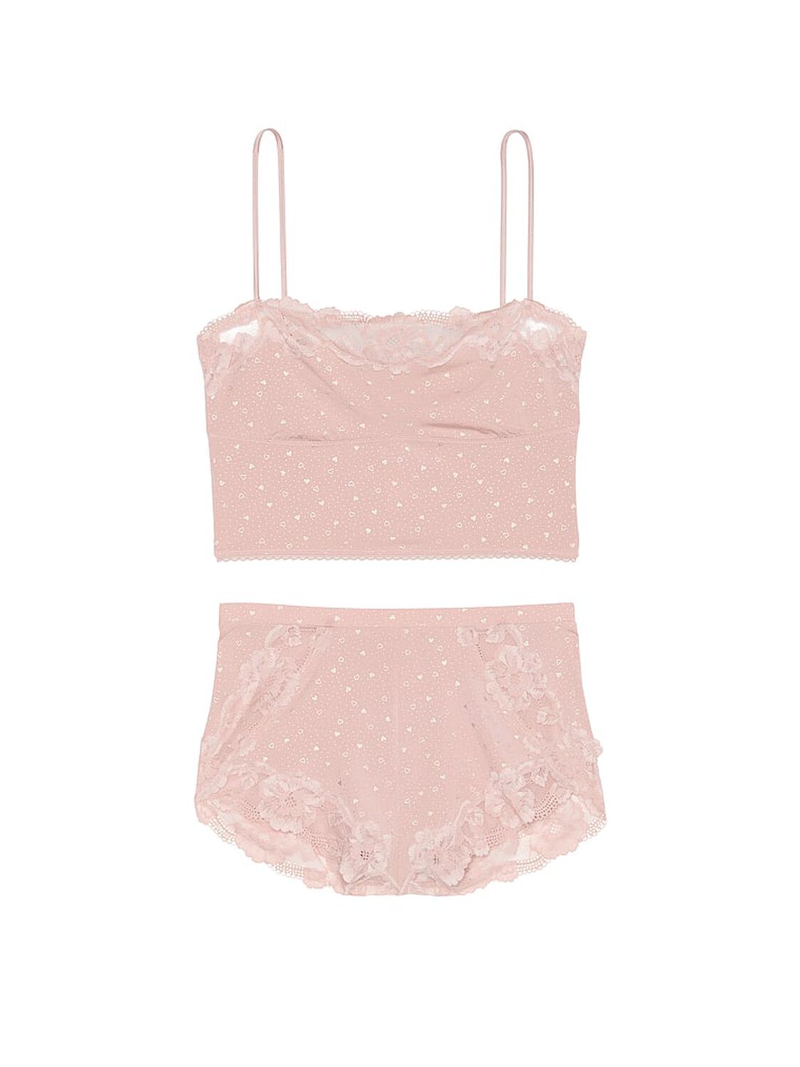 vs Victoria's Secret Modal & Lace Trim Straight-Neck Cami Set Pink Zinc Shimmer 3 of 3 