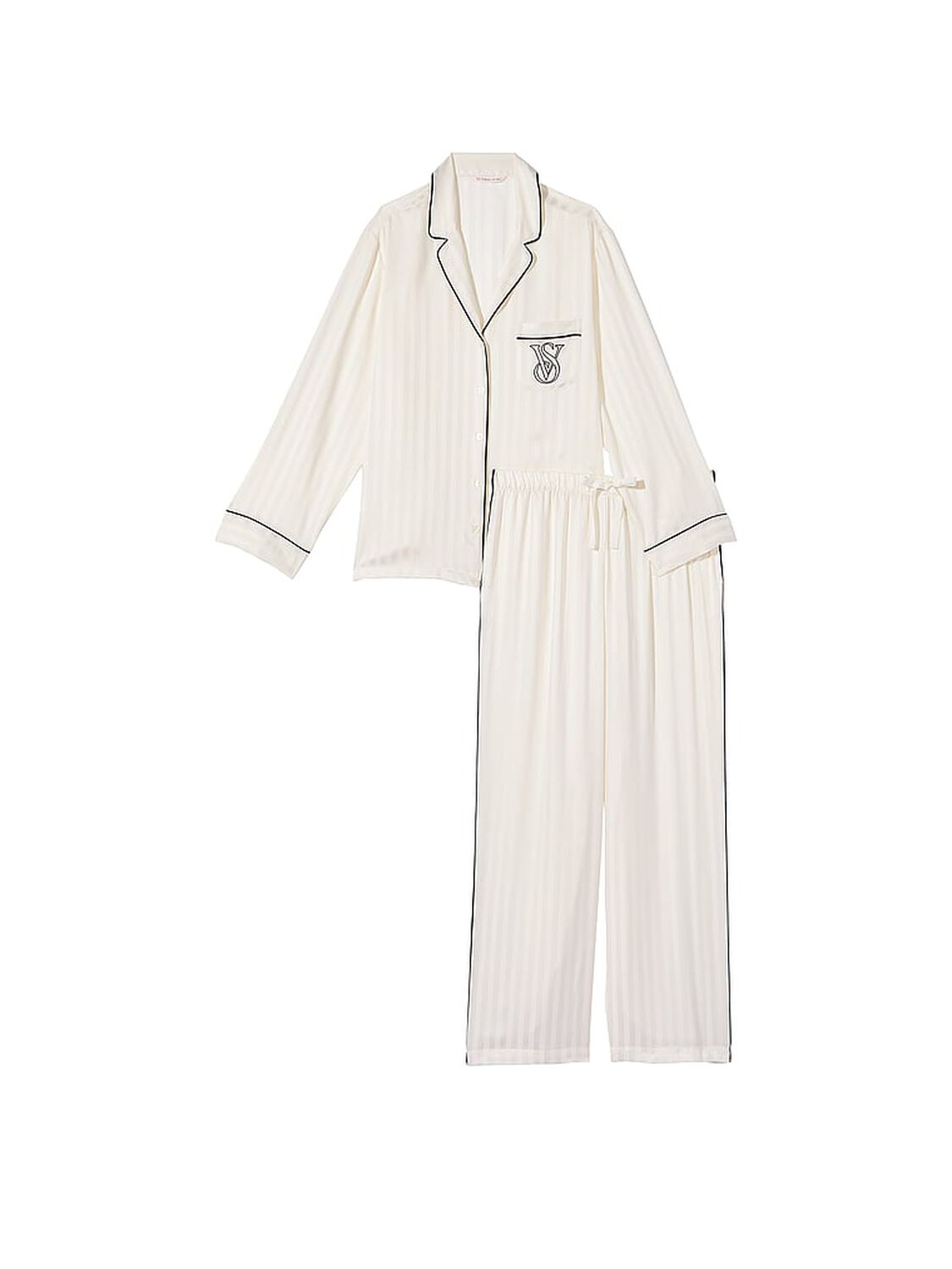 vs Victoria's Secret Satin Long Pajama Set Coconut White 3 of 3 