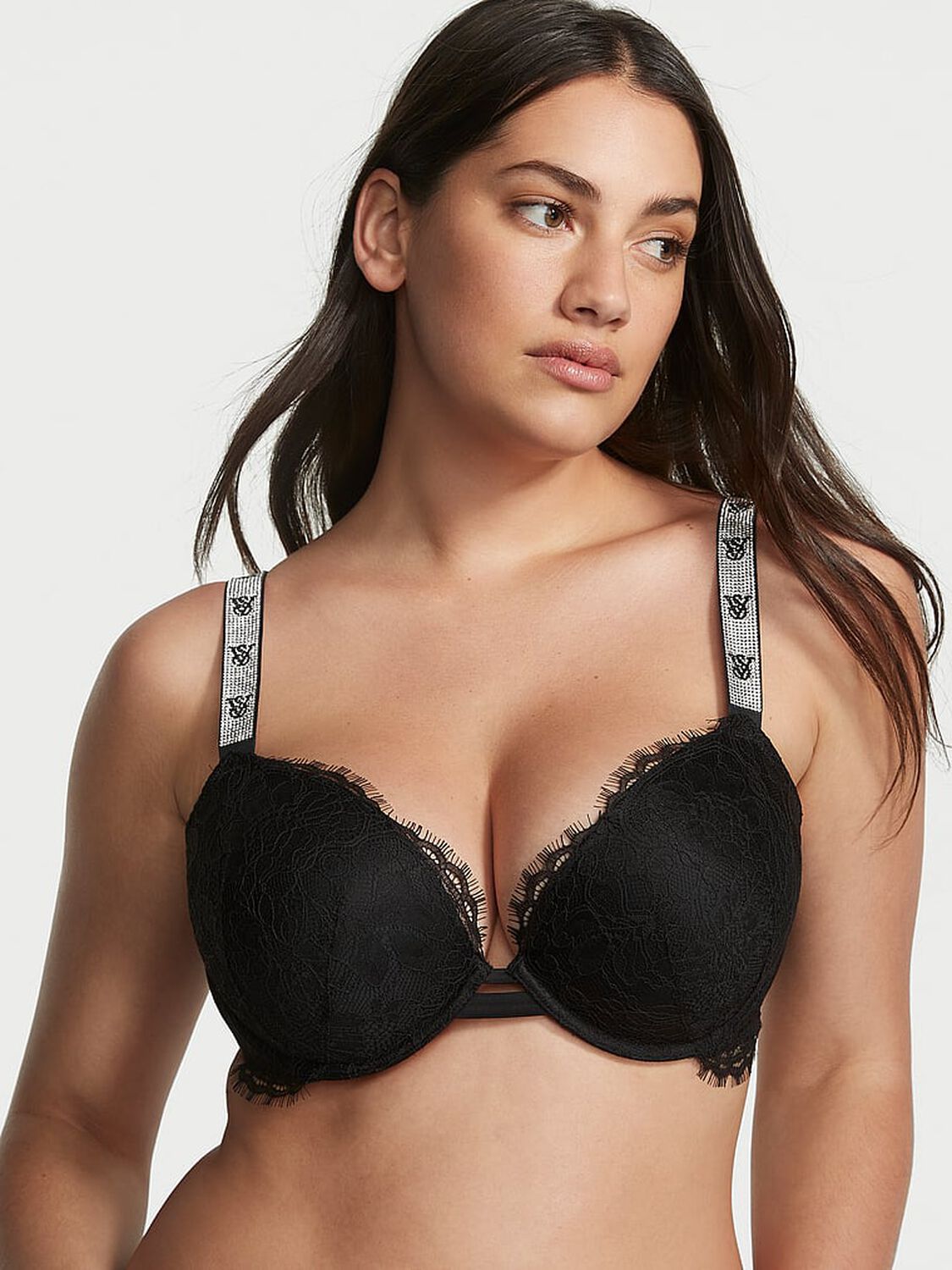 vs Very Sexy Shine Strap Lace Push-Up Bra Black 1 of 4 