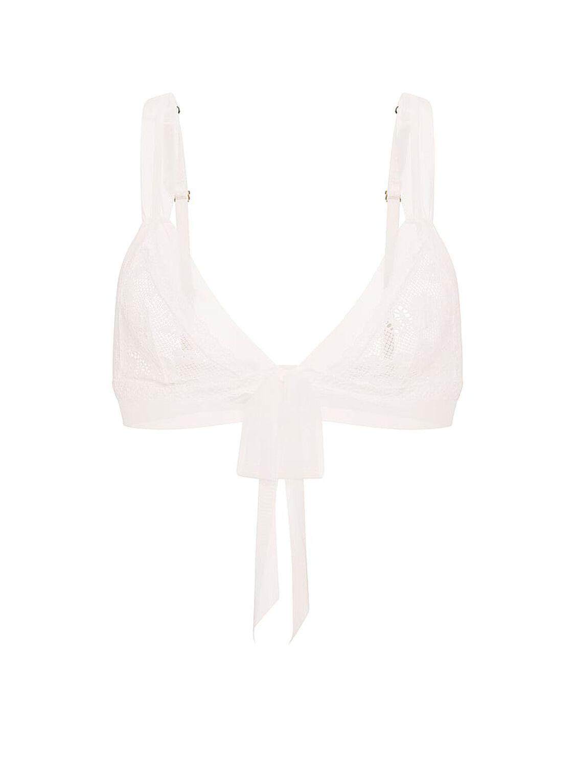 vs Dream Angels Lace Mesh-Trim Triangle Bralette Coconut White 3 of 3 