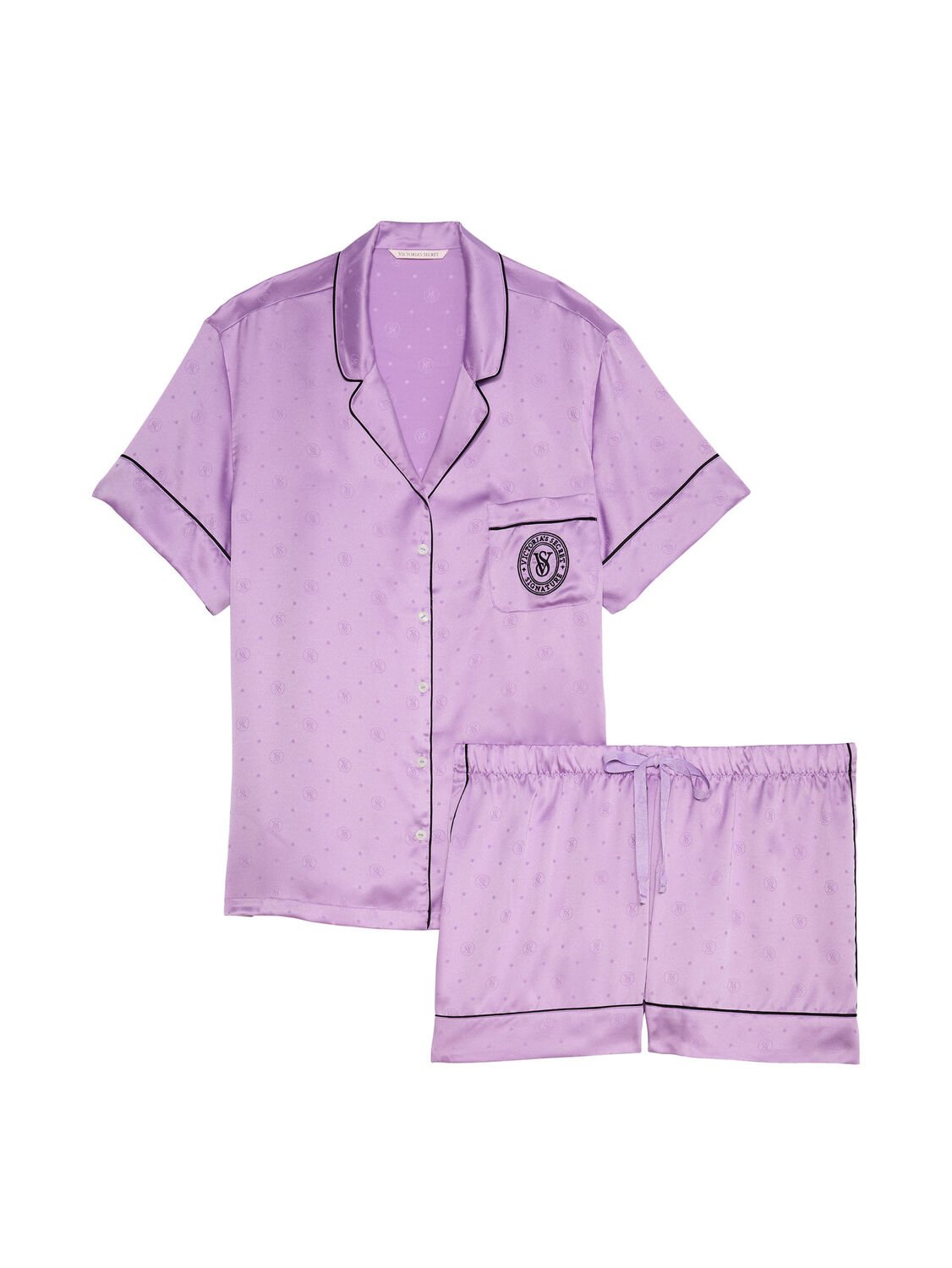 vs Victoria's Secret Glazed Satin Short Pajama Set Charmed Violet 3 of 3 